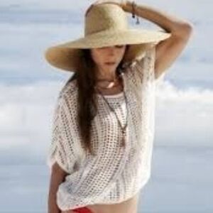 NWT Club Monaco XS Crochet Woven White Cut Out Knit Boho Linen Relaxed Drape NEW